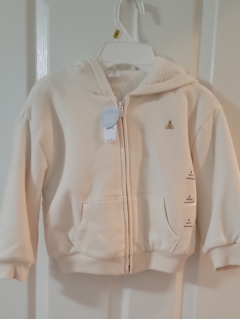 Nwt Gap Sherpa Line Zip Hoodie Sweatshirt 4t Cream 4 Years